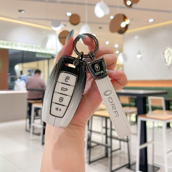 Zinc Alloy Car Key Case Cover For GWM Great Wall ORA R1 R2 Good Cat White Cat IQ GT Remote Cover Shell Keychain Accessories