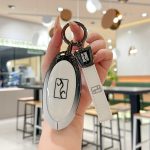 Zinc Alloy Car Key Case Cover For BYD YangWang U8 U9 Remote Protection Cover Bag Shell Keychain Ring Holder Accessories