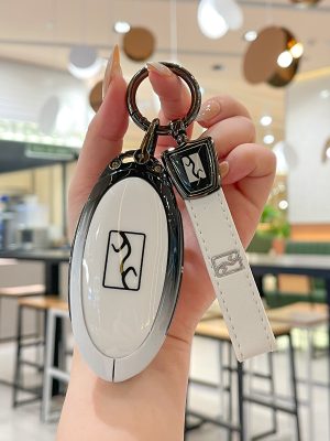 Zinc Alloy Car Key Case Cover For BYD YangWang U8 U9 Remote Protection Cover Bag Shell Keychain Ring Holder Accessories