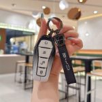 Zinc Alloy Car Key Case Cover For BYD Song Plus Atto 3 Han EV Tang DM Qin Seal Dolphin Leather Metal Remote Fob Holder Keychain Car Accessories