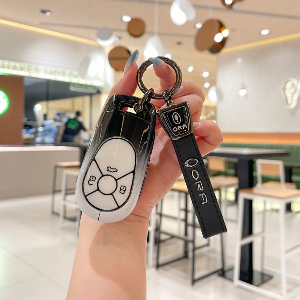 Zinc Alloy Car Key Case Cover For GWM Great Wall ORA R1 R2 Good Cat White Cat IQ GT Remote Cover Shell Keychain Accessories