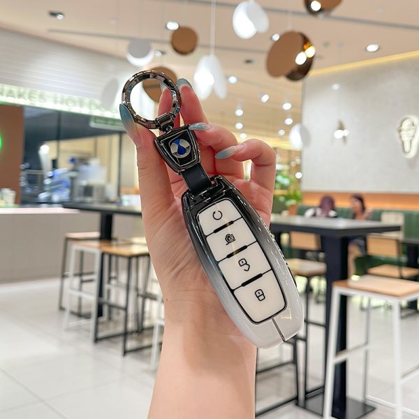 Zinc Alloy Car Key Case Cover For BYD DENZA D9 N7 N8 Suede Car Styling Keychain Accessories