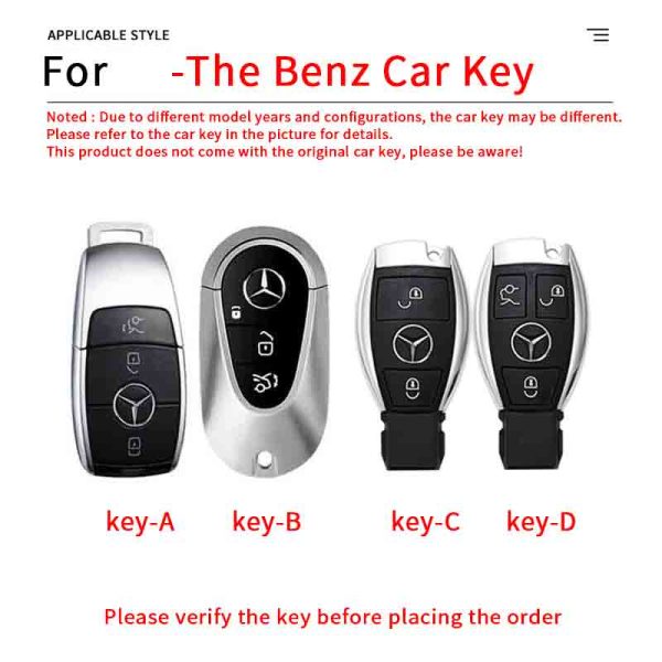 Zinc Alloy Car Key Case Cover For Mercedes Benz E C S GLC S EQE EQS  Class E200 E400 E63 W213 S550 S560 C260 A200 CLS CLA GL R SLK AMG A B C Key Shell Protector