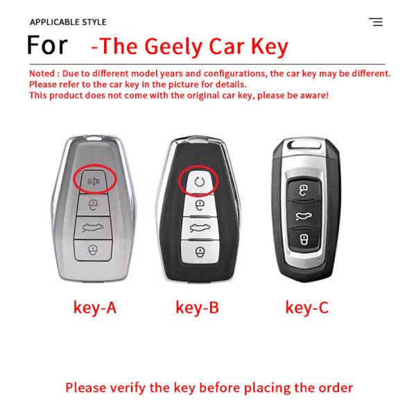 Zinc Alloy Car Key Case Cover For Geely cover multicolor Coolray X6 Emgrand 7 Global Hawk GX7 GX3  Atlas GS NL3 Gili Emgrand 7 EX7 GT GC9 Protector Accessories