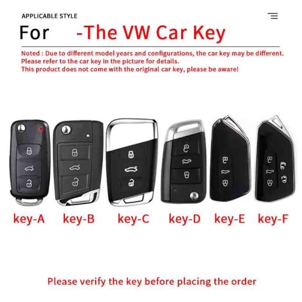 Zinc Alloy Car Key Case Cover For VW Volkswagen Polo Tiguan Passat B5 B6 B7 B8 Golf 4 5 6 7 8 MK6 Jetta Lavida MK7 Mk2 GTI ID 4 Seat Leon Mk4 Cupra Formentor Magotan MK8 ID.3 ID.4 Cupra Auto Interior Accessories