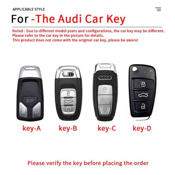 Zinc Alloy Car Key Case Cover For Audi A4 B9 A5 A6 8S 8W Q5 Q7 4M S4 S5 S7 TT TTS TFSI RS A7 A8 Q8 S6 RS6 RS7 E-tron C8 D5 A1 A3 C5 C6 Protector Shell Fob Accessories