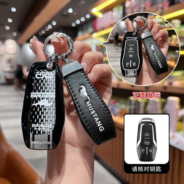 Fashion ABS Car Remote Key Case Cover For Mustang t70 t80 2.3T 3.5T mach-E Shelby Cobra Car Styling Key Protection Keychain