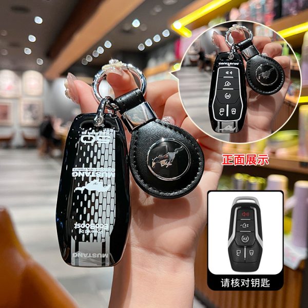 Fashion ABS Car Remote Key Case Cover For Mustang t70 t80 2.3T 3.5T mach-E Shelby Cobra Car Styling Key Protection Keychain