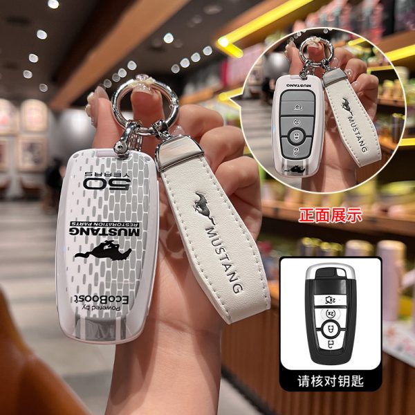 Fashion ABS Car Remote Key Case Cover For Mustang t70 t80 2.3T 3.5T mach-E Shelby Cobra Car Styling Key Protection Keychain