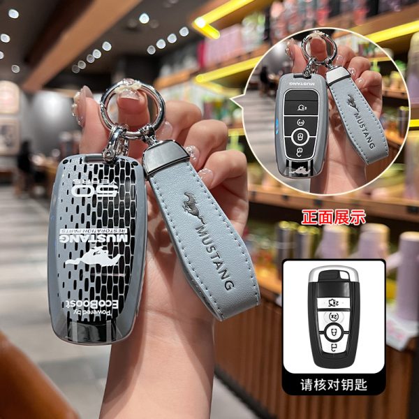 Fashion ABS Car Remote Key Case Cover For Mustang t70 t80 2.3T 3.5T mach-E Shelby Cobra Car Styling Key Protection Keychain