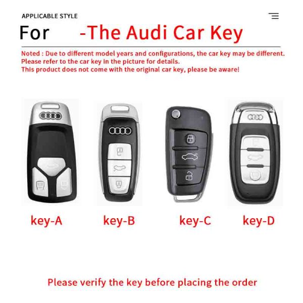 Fashion Car Key Protect Skin Cover Case Set For Audi A1 A3 A4 8P 8L 8V 8Y A5 B6 B7 A6 A7 C5 C6 Q3 Q5 Q7 4F S3 S4 S6 RS3 TT B8 B9 4K A8 E-tron Q8 C8 D5 SQ8 RS3