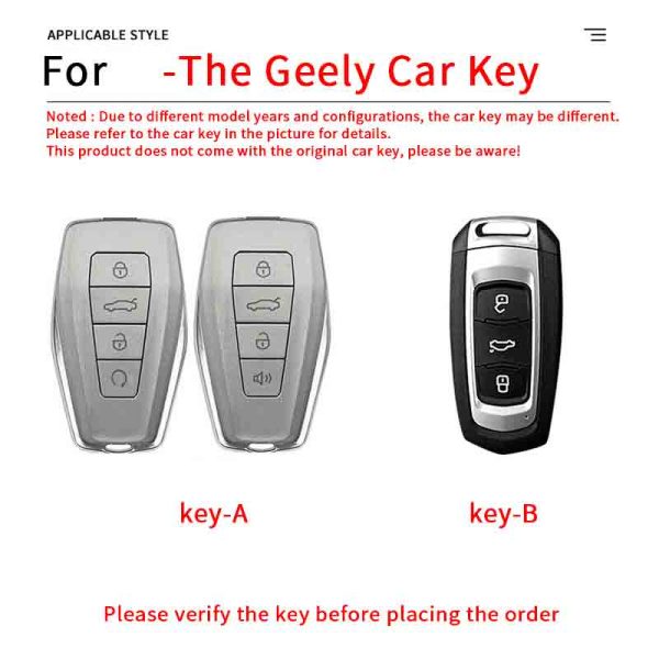 Fashion Car Key Protect Skin Cover Case Set For Geely Coolray X6 Emgrand Global Hawk GX7 Atlas Boyue NL3 EX7 X7 GT GC9 Borui Car Keychain