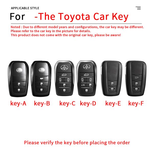 Fashion ABS Car Remote Key Case Cover For  Toyota Corolla Prius Camry CHR C-HR RAV4 Altis Land Cruiser Prado Highland Hilux Fortuner Crown Alphard PREVIA Voxy Noah Esquire Vellfire Harrier Keyless