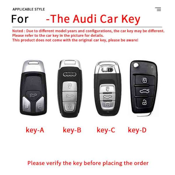 Zinc Alloy Car Key Case Cover For Audi A1 A3 A4 A5 A6 B9 8S 8W Q5 Q7 4M S4 S5 S7 TT TTS TFSI RS A7 A8 Q8 S6 RS6 RS7 E-Tron C8 D5 C5 C6 Protector Shell