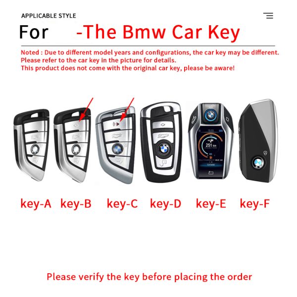 Zinc Alloy Car Key Case Cover For BMW X1 X3 X4 X5 X7 1 3 5 7 Series F10 F15 F16 F20 F30 F18 F25 M3 M4 M5 M6 X6 F16 G30 I7 G07 LCI XM U11 G11 G12 G31 G32 I8 I12 I15 G01 G02 G05 G07 F48 F39 520 525 F30 118i 218i 320i Car Accessories