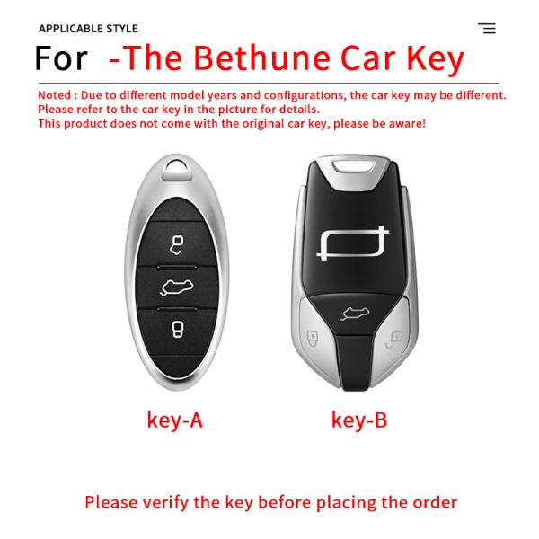 Zinc Alloy Car Key Case Cover For Bethune b70 b70s t77 t99 t55 t33 nat Keychain Bag Shell Accessories Holder