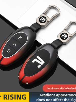 Zinc Alloy Car Key Case Cover For Rising Auto Feifan F7 R7 ER6 Remote Cover Bag Shell Keychain Housing Ring Holder Fob Interior Accessories