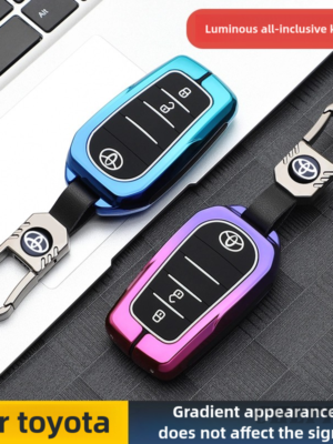 Zinc Alloy Car Key Case Cover For Toyota Prius Camry Corolla C-HR CHR RAV4 Prado Crown 2020 Avalon Carbon Fiber Car Key Fob Case Cover Keychain