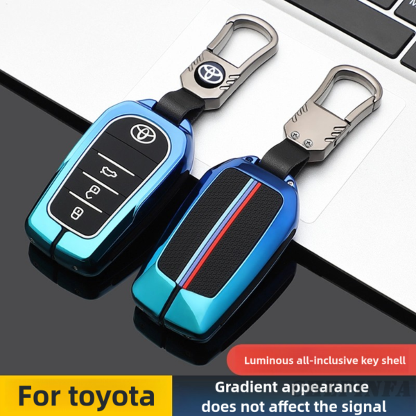 Zinc Alloy Car Key Case Cover For Toyota Prius Camry Corolla C-HR CHR RAV4 Prado Crown 2020 Avalon Carbon Fiber Car Key Fob Case Cover Keychain