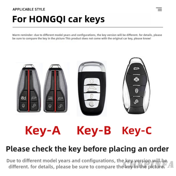 Zinc Alloy Car Key Case Cover For Hongqi H5 H6 HS7 HS3 HS5 HS9 Hq9 car accessories decorative key chain cover