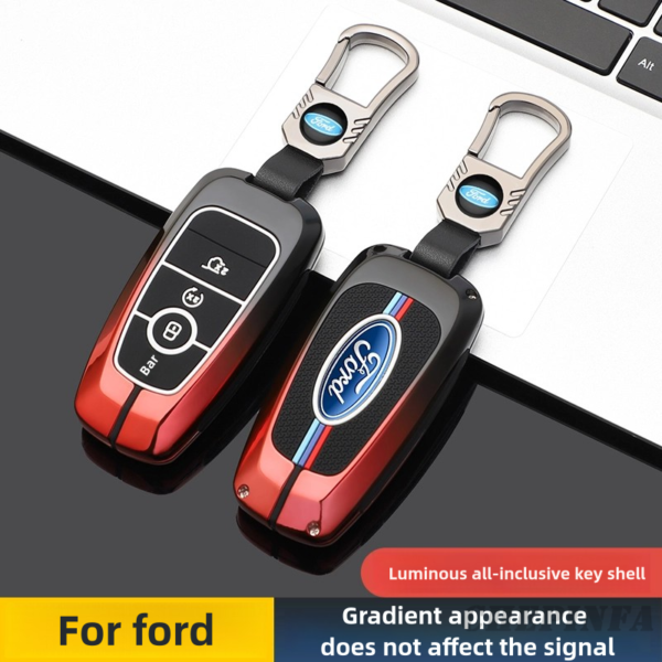 Zinc Alloy Car Key Case Cover For Ford Fusion Mustang Explorer F150 F250 F350 Ranger Focus Bronco Sport Ecosport Edge Escape Maverick Mondeo Remote Key Shell Holder Fob Accessories