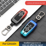 Zinc Alloy Car Key Case Cover For Lincoln Corsair Nautilus Aviator Navigator Continental Aluminum Shell Keychain Keyring