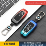 Zinc Alloy Car Key Case Cover For Ford Fusion Mustang Explorer F150 F250 F350 Ranger Focus Bronco Sport Ecosport Edge Escape Maverick Mondeo Remote Key Shell Holder Fob Accessories