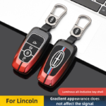 Zinc Alloy Car Key Case Cover For Lincoln Corsair Nautilus Aviator Navigator Continental Aluminum Shell Keychain Keyring