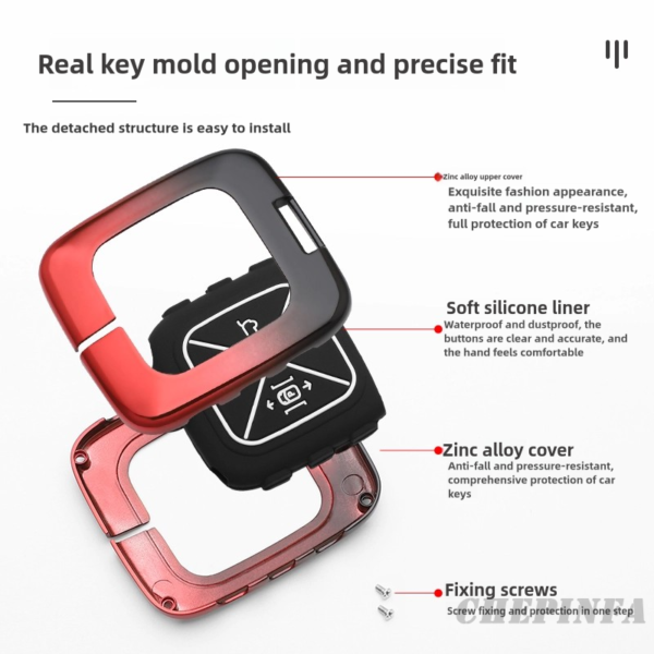 Zinc Alloy Car Key Case Cover For Zeekr 001 X 2021 2022 2023 for ZEEKR 001 009 Full Protector Fob Keychain